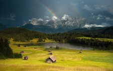 Landscape nature rainbows mountains Custom Gaming Mat Desk