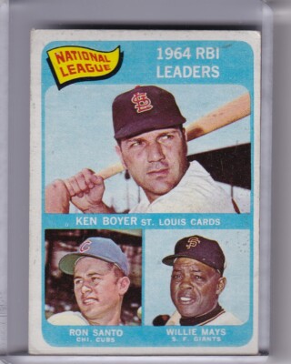 1965 TOPPS #6 NATIONAL LEAGUE R.B.I. LEADERS BOYER & SANTO & MAYS 6042