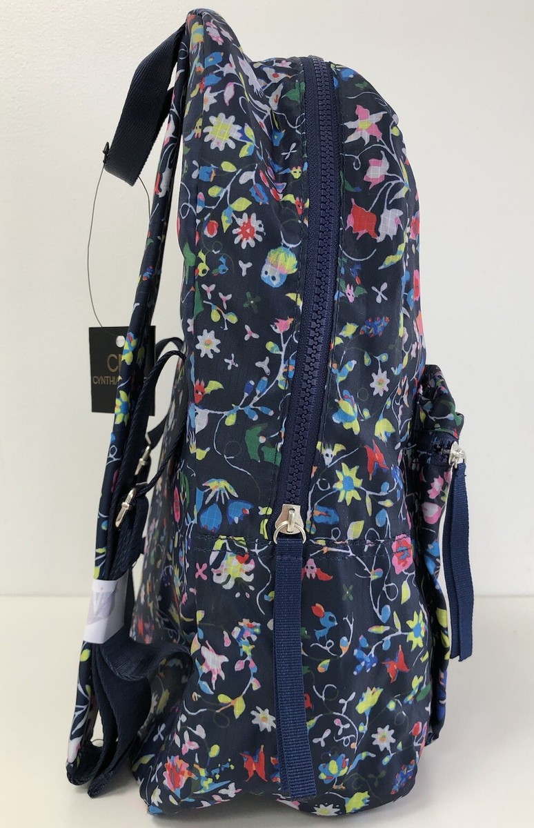 NWT Cynthia Rowley Wild Flowers Backpack Navy Blue Multi 