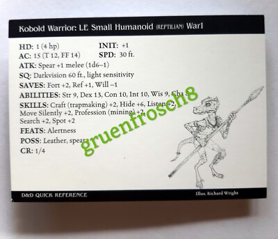  KOBOLD WARRIOR  48C  HARBINGER 2003  D&D MINIATURES GAMES CARD  DDM WIZARDS