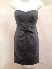 Banana Republic 0 XS Sheath Dress Gray Ponte Knit Strapless Belted Made in USA
