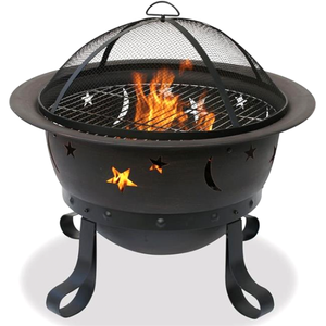 30 Inch Bronze Fire Bowl With Moons And Starzs Stars Holds Four