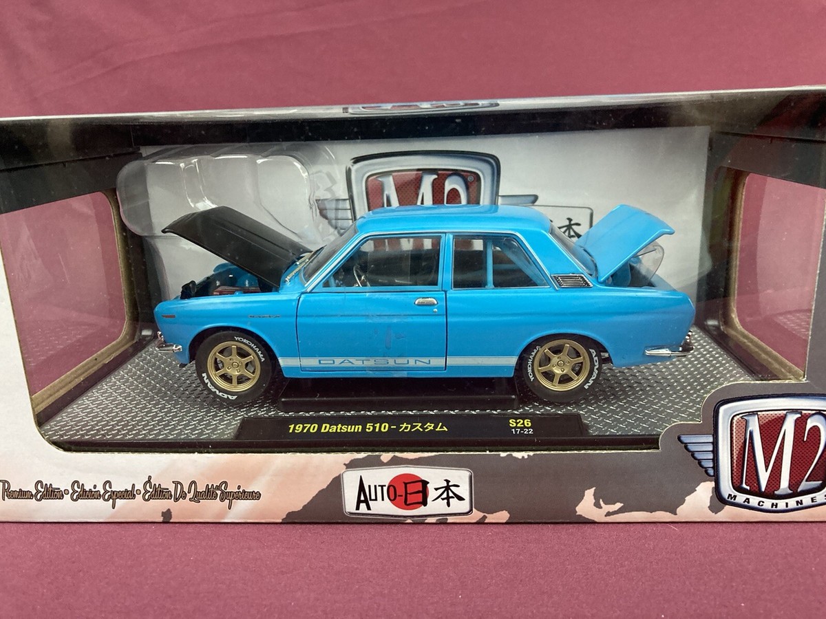M2 Machines 1/24 1970 Datsun 510 Auto-Japan Series Blue New in