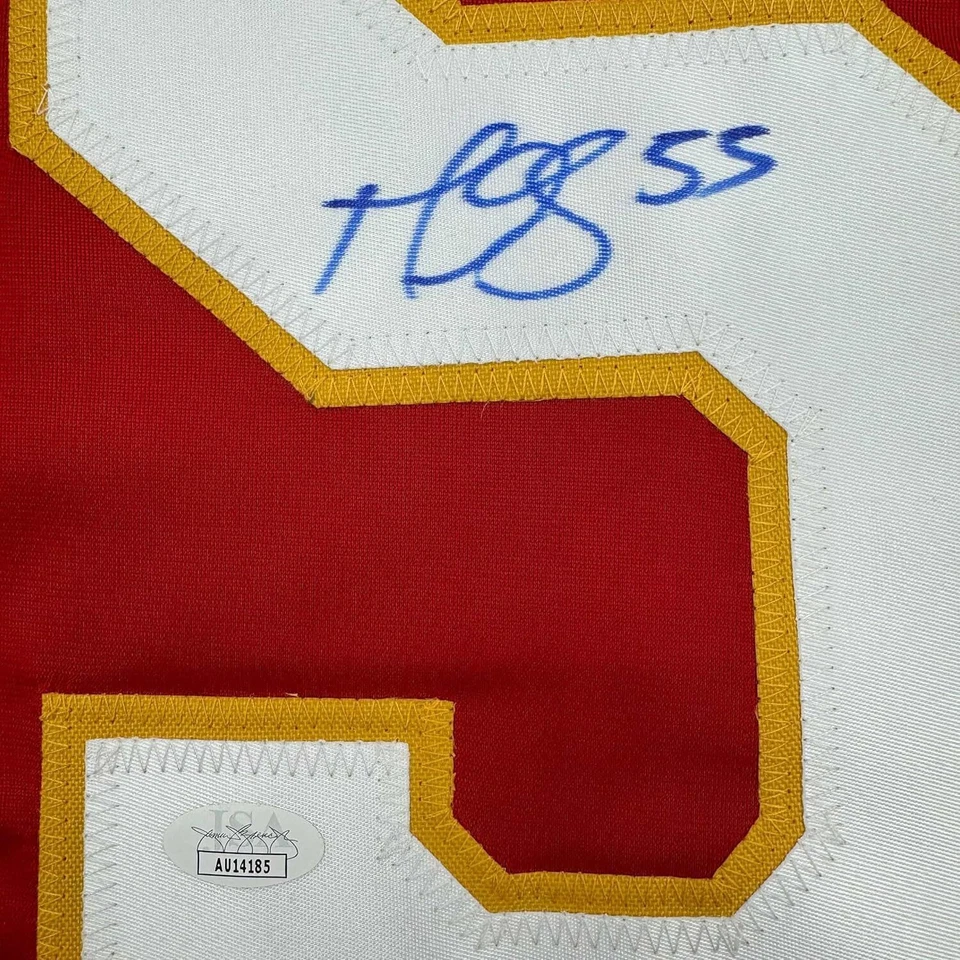 Camiseta deportiva de hockey enmarcada autografiada/firmada Mark Giordano 35x39 roja de Calgary certificado de autenticidad JSA Foto 2 de 2