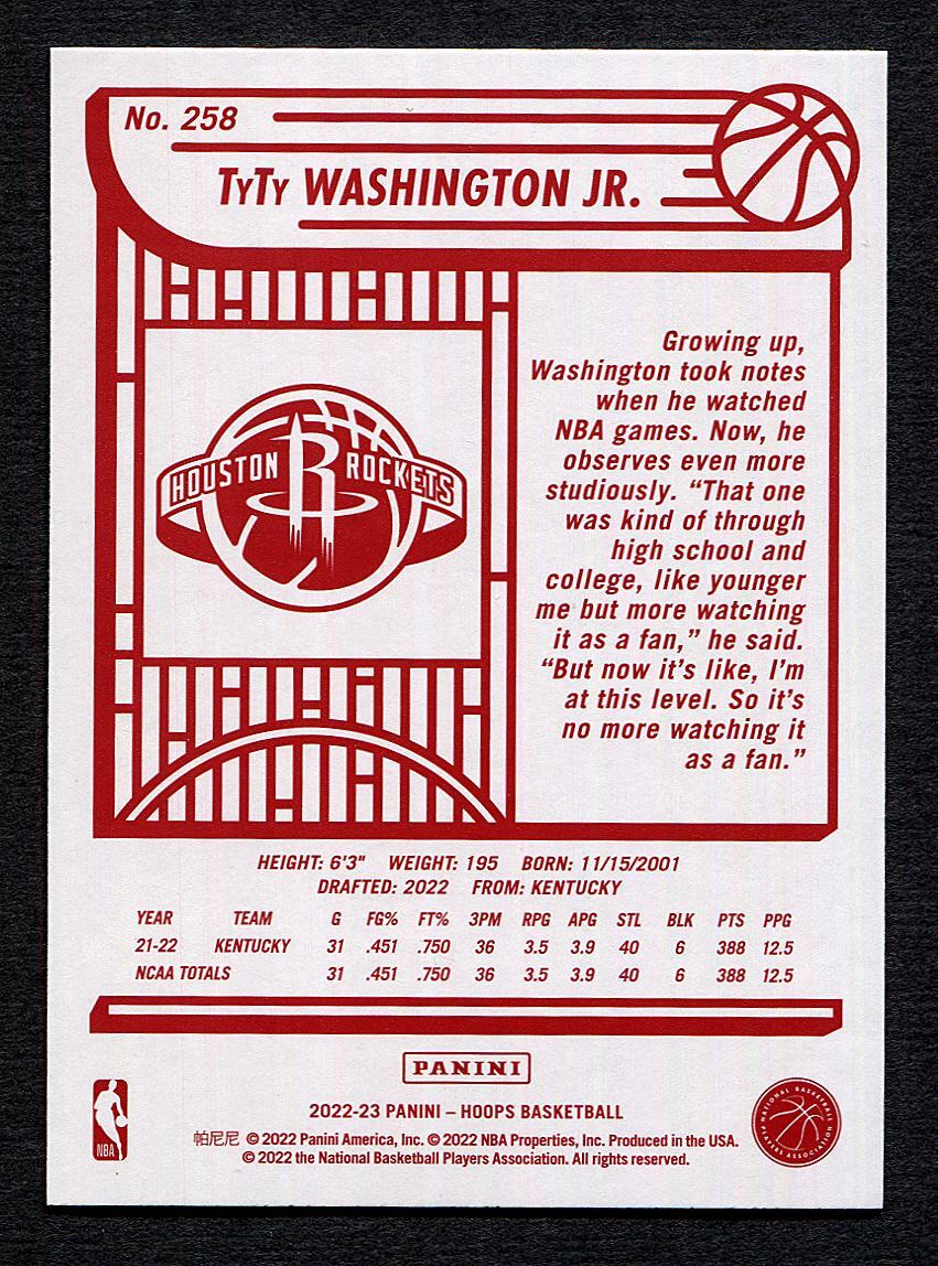 2022-23 Hoops Red Backs #258 TyTy Washington Jr.