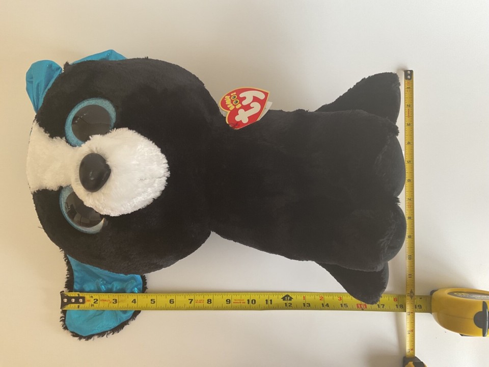 TY Large 17” Black/White "Tracey" Dog Puppy Big Blue Glitter Eyes