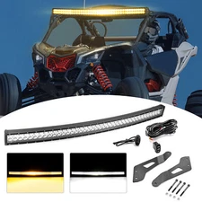 Amber/White 52'' Strobe Light Bar+Roof Mount+Wire For 2017-25 Can Am Maverick X3