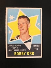 1968-69 OPC Hockey Bobby Orr #214 - James Norris Trophy - Maufacturer's Crease