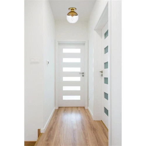 Living District Eclipse 1-Light Metal & Glass Flush Mount in Brass/Clear - Picture 2 of 5