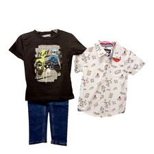 Boys 3 Pc Jeans Set 4 Straight Leg 2 Pc Tony Hawk Gamer Shirt Set