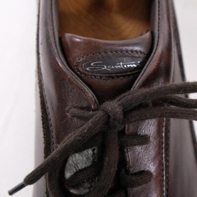Worn 1x SANTONI Fashion Sneakers Shoes 10.5 D Dark Brown Burnished