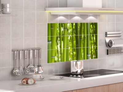 Fliesenaufkleber, Fliesenbild Bambus grn im Querformat fr Badezimmer |  eBay.de