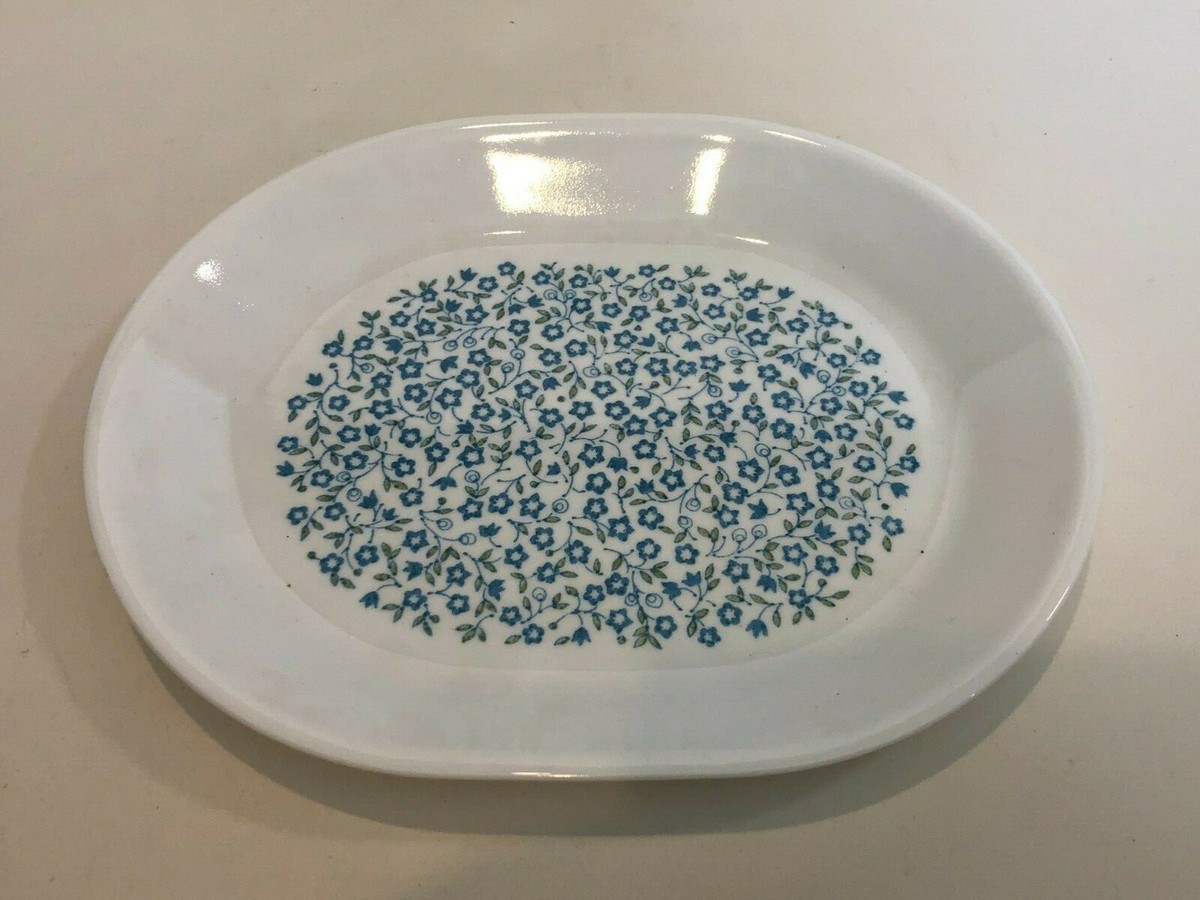 Corelle by Corning Blue Heather Tiny Flowers Oval Plate, 12 1/4
