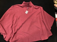 Peter James Cape Blanket Wrap Poncho Shawl Wool Cashmere Red Wine O/s