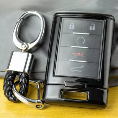 Car Key Chain Fob Cover Case For Cadillac DTS STS CTS SRX XTS ATS Escalade Black