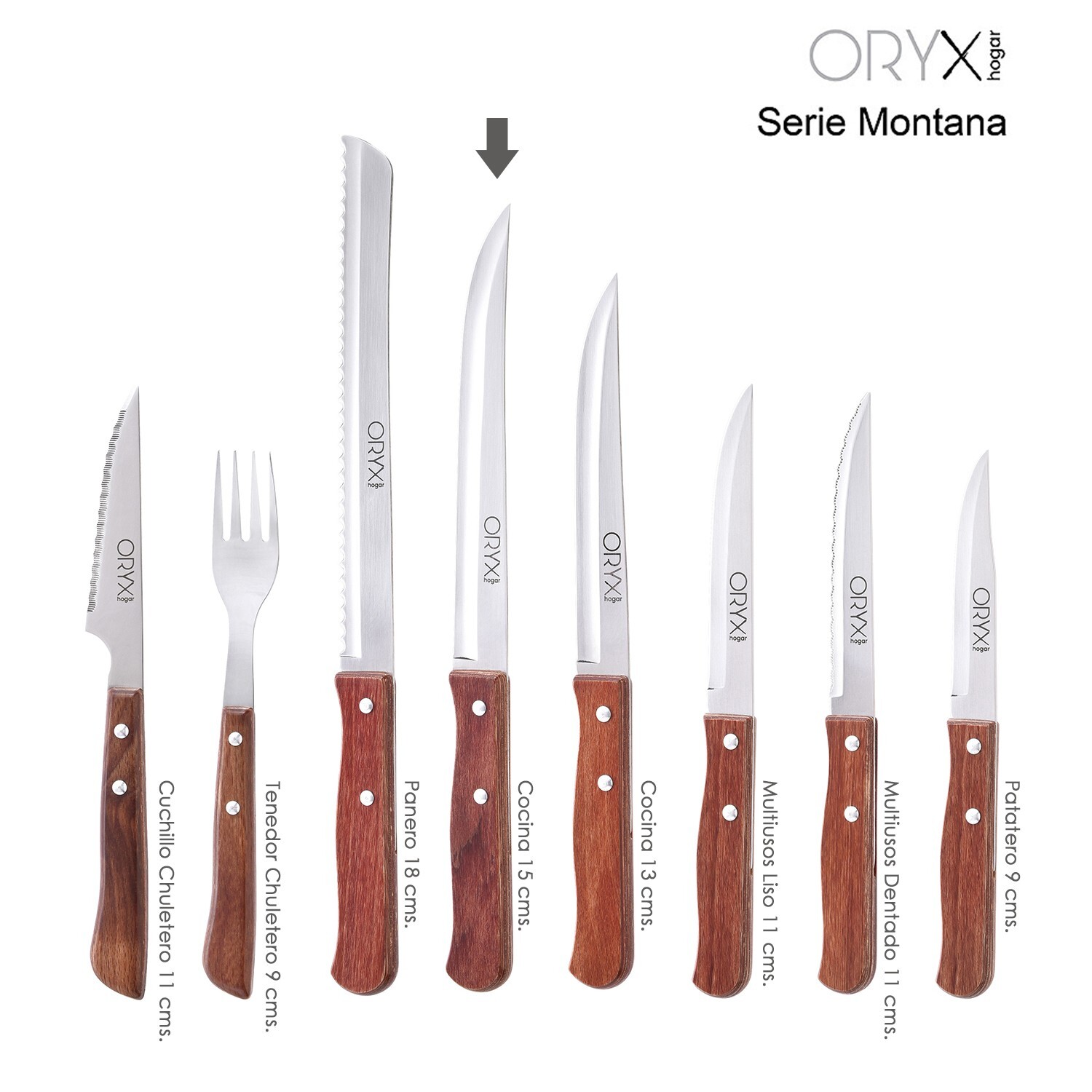 Oryx - Cuchillo Montana Cocina Hoja Acero Inoxidable 15 Cm. Mango Madera