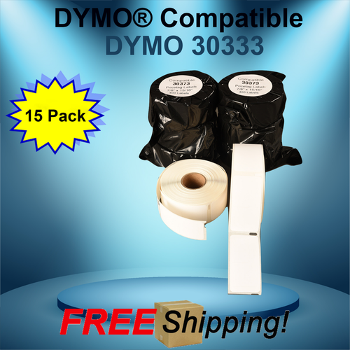 Dymo® Compatible 30333 White Rectangular Shaped Label 15 Rolls Jumbo 450 400 Duo - Picture 2 of 4