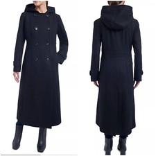 Anne Klein Double Breasted 80% Wool Blend Coat Size 14p Charcoal New