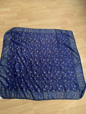 Marco polo by Malani 100% silk blue floral scarf