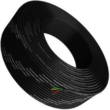 Phone Cable 300ft Rounded Black Roll 100m Long 4x1/0.4 26 Awg Gauge Solid Wire