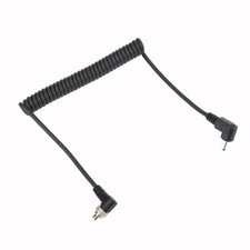 2.5mm To Male Flash PC Sync Cable Cord With Screw Lock Extended Coiled Wire