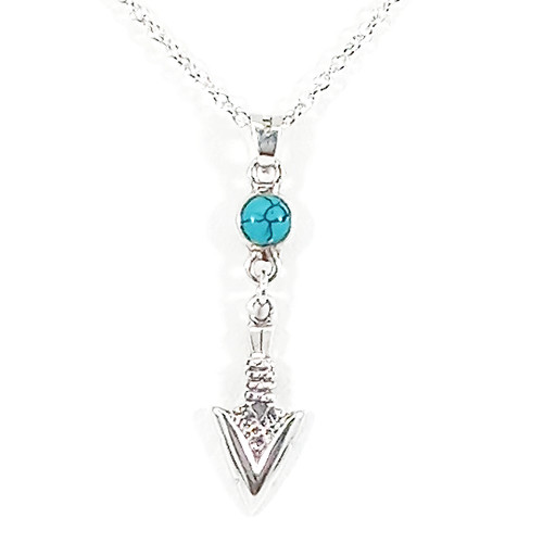 Vintage 925 Sterling Silver Turquoise Arrowhead Necklace