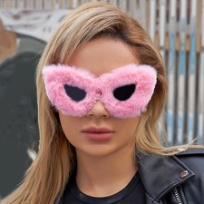Plush Cat Eye Sunglasses for Women UV400 Gray Lenses Full Frame