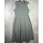 Pact Dress Womens XL Gray Organic Cotton Fit & Flare Midi Sleeveless Stretch