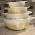 RARE 1965 Pyrex Pumpkin Butterprint  4 Bowl Set ~444,443,442.441