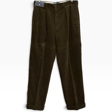 Polo Ralph Lauren Vintage 90s Andrew Corduroy Pleated Pants 34x30 NWT Cuffed Hem