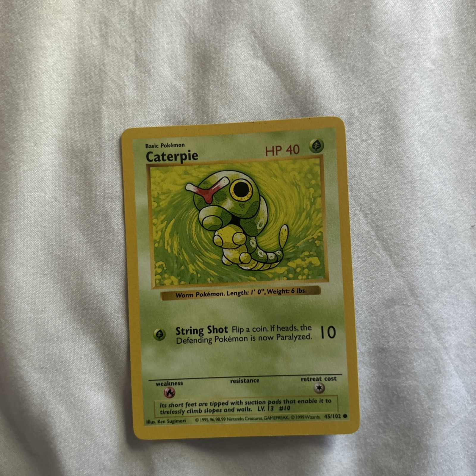 Vintage 1999 Pokemon Shadowless Caterpie 45/102 Card NM