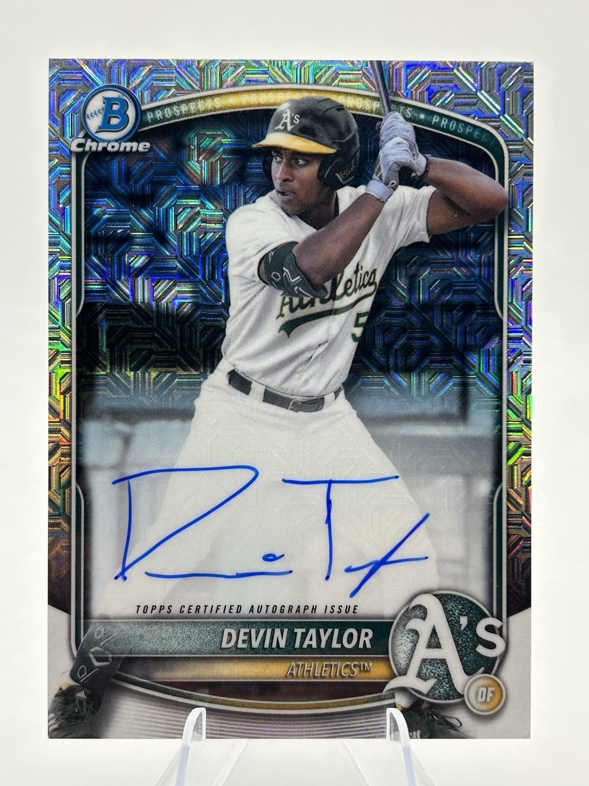 2025 Bowman Chrome Draft Devin Taylor Auto Mojo SP A’s Top Prospect BMA-DT