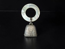 VTG Webster Sterling Silver MOP Birth Record Baby Rattle Teether 1940 Monogram