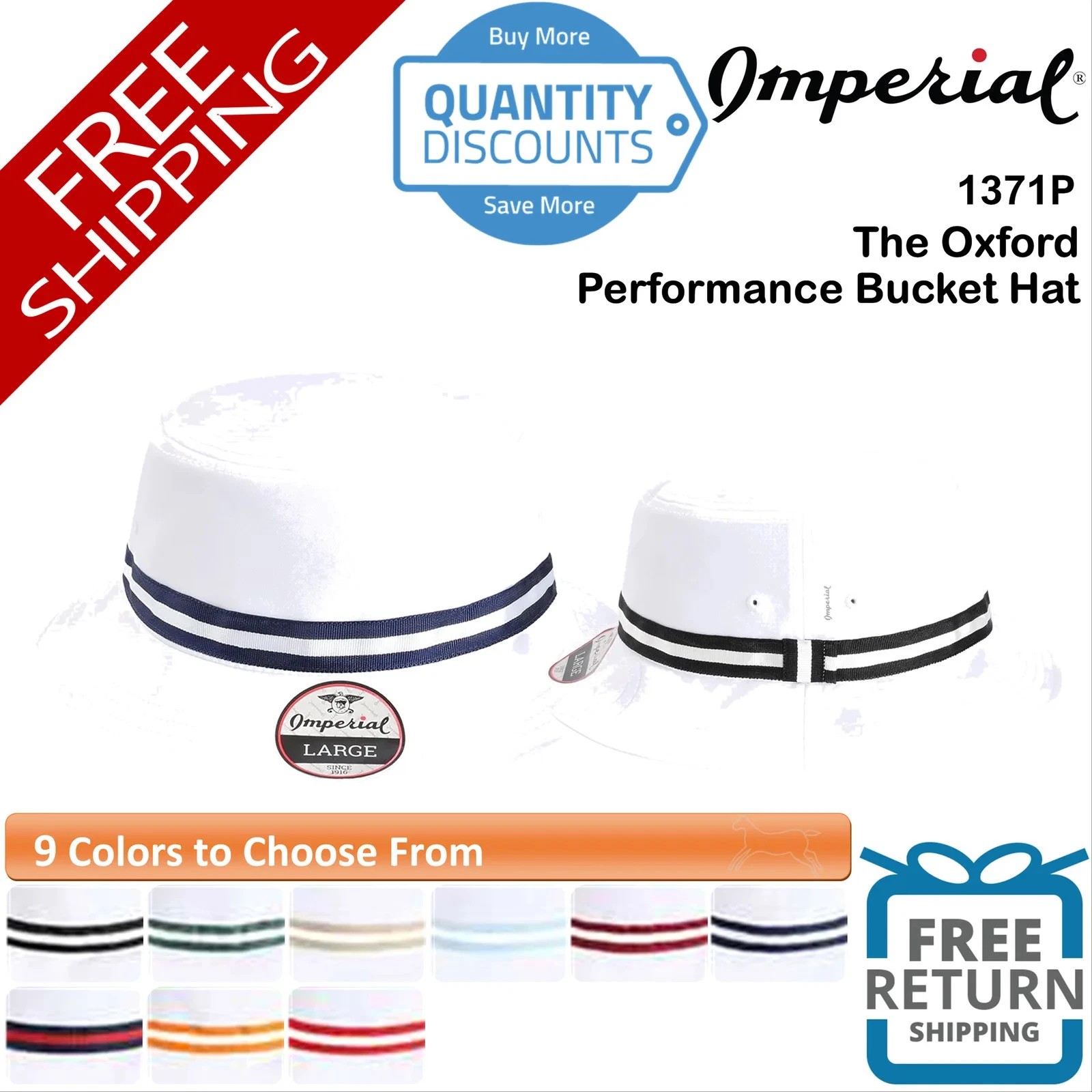 🔥 Imperial The Oxford Performance Bucket Hat Fitted UPF 50+ sweatband 1371P
Opens in a new window o