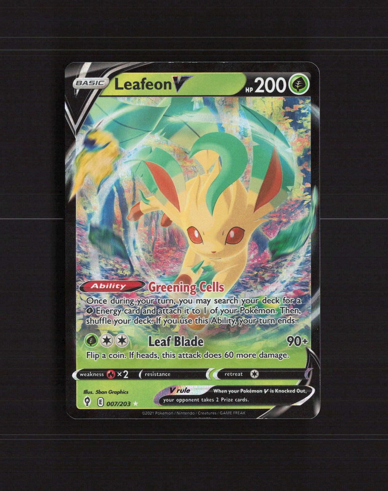Leafeon V 007/203 Evolving Skies Ultra Rare Holo Pokemon Card LP