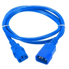 3ft Blue 18/3 Power Cord C14 to C13 3-Prong Extension PDU Power Cables