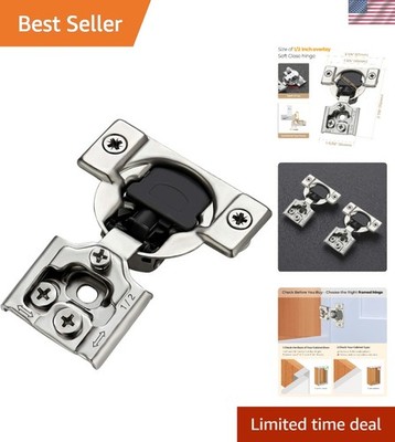 60 Pack of 1/2 Inch Overlay Soft Close Hinges in Satin Nickel - Heavy Duty