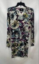 Vintage 90s Dolce & Gabbana Women's Purple Floral Velvet Mini Dress M