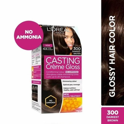 L'Oreal Paris Casting Creme Gloss Haarfarbe Darkest Brown 300, 87,5g+72ml_