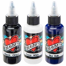 MOMs Millennium Tattoo Ink Set - Black White Blue - 1/2 oz