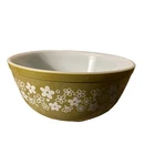 Vintage Pyrex 401 Green Spring Blossom Crazy Daisy 1 1/2 Quart Mixing Bowl Used