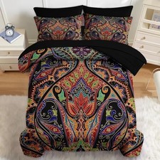 5 Pcs Comforter Set Size Boho Plant Bedding Set for Kids and Twin Paisley