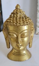 Vintage Hollow Brass Shakyamuni Buddha head figure statue 4”