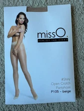 MISS O LACE TOP SHINY OPEN CROTCH PANTYHOSE  [P105] BEIGE