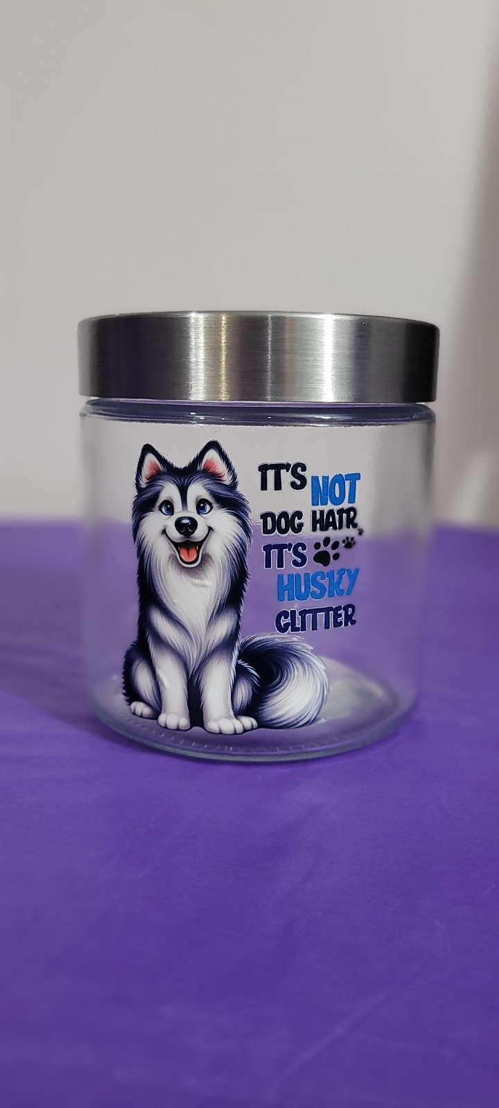 Dog Food, Treats Storage Glass Jar with Stainless Steel Lid 29.75 Fl Oz.  