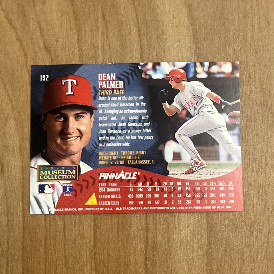 1995 Pinnacle #192 Dean Palmer Museum Collection - Image 2 of 2