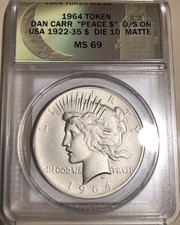 Daniel Carr 1964 Peace Dollar, Matte Proof, DP 10, low mintage, only 120 made !!
