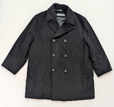 Perry Ellis Portfolio Men's Pea Coat Size XL Black Wool Blend Double-Breasted