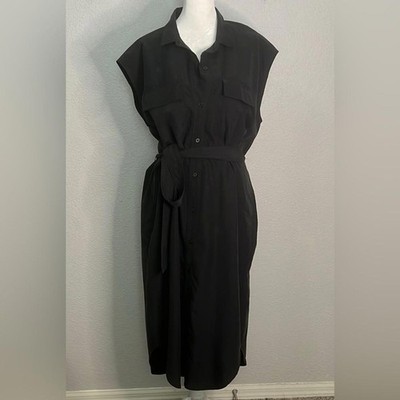 Gap Tie Waist Shirt Dress Black Size Medium