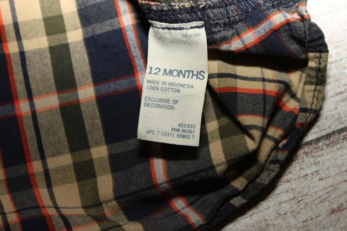 Oshkosh B'Gosh Corduroy Gray Overalls & Plaid Long Sleeve Shirt Size 12 Months - Picture 6 of 12
